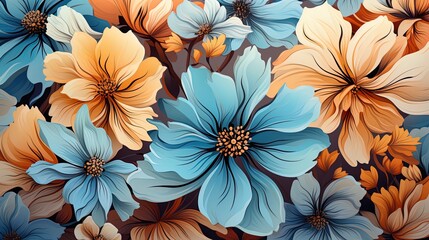 Abstract Colorful Floral Background: A Beautifully Minimalist Vector Illustration of Vibrant Flowers