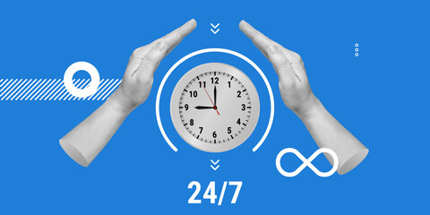 Time saving, time control abstract metaphor, self-management and time management. Careful attitude...