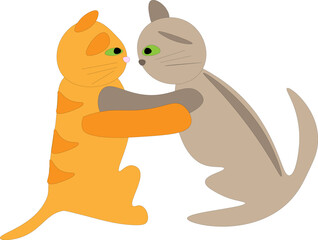 Two cats are fighting, children's drawing
