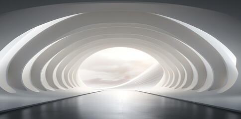 Obraz premium Dark Futuristic Modern Garage Showroom Tunnel Corridor