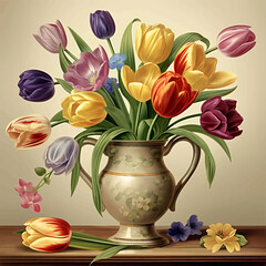 bouquet of tulips in vase