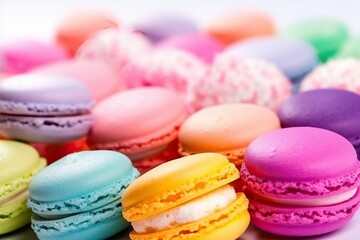 Fototapeta na wymiar Macaron, Rainbow-colorful sweet (Ai generated)