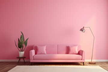 pink couch with lamp