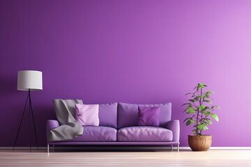 purple sofa with flower