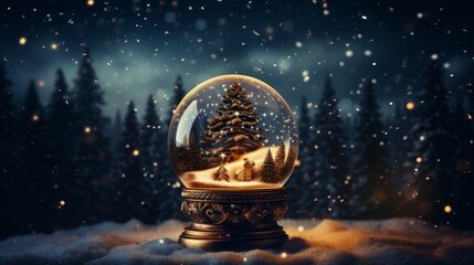 Christmas snow globe decor - obrazy, fototapety, plakaty