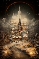 Christmas village illustration