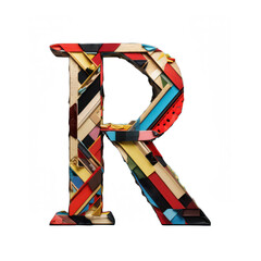 letter R typography font made from torn craft paper, isolated letter, alphabet, letter c on transparent background