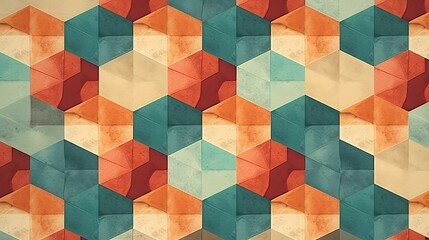Retro hexagon vintage pattern, illustration art background