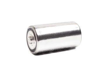 New D battery isolated on white.