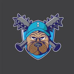 Mascot logo bulldog vector with bat an demblem