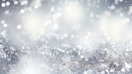 Christmas background with snowflakes and bokeh glitter effect with room for copy. AI generative art.