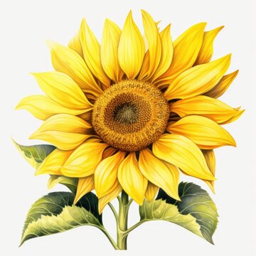 Colorful watercolor sunflower illustration on a white background