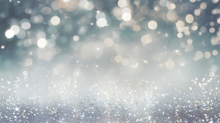Obraz premium Christmas background with snowflakes and bokeh glitter effect with room for copy. AI generative art.