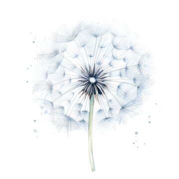 Colorful watercolor dandelion illustration on a white background. Generative AI