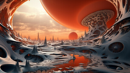 Surreale, fraktale Fantasiewelt, Generative AI © Christian Rabenstein