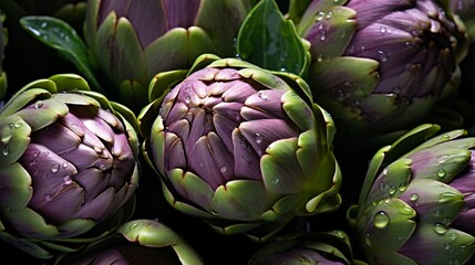 Fresh Artichokes isolated on dark background