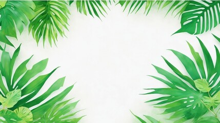 Fototapeta na wymiar Tropical Leaves Frame