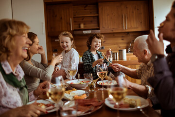 Multigenerational family having a lunch together at home