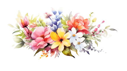 Isolated PNG cutout of a Watercolor floral bouquet illustration, Generative ai