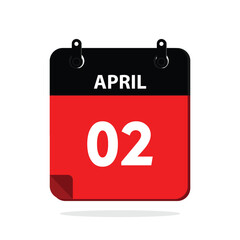 calender icon, 02 april icon with white background