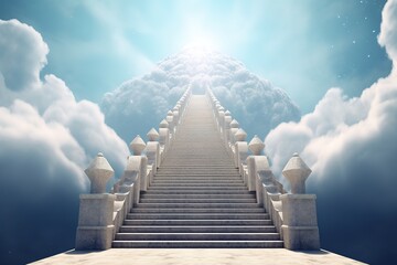 Stairs to heaven. Concept: Christian religious belief of going to heaven when you pass way. Generative ai	
