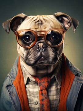 Hipster fashion dog from the 60s