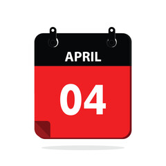 calender icon, 04 april icon with white background