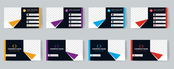 Set of modern creative corporate business card print templates. Personal visiting card with company logo. Vector illustration. Stationery design