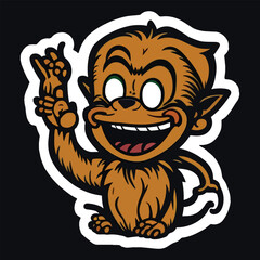 Monkey head cartoon and sticker design