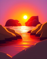 cartoon sunset