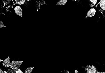 Autumn leaves frame in retro dotwork style. Border of fall leaves in vintage style.