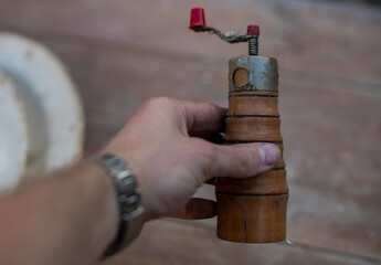 Unlocking the Vintage Flavors: Antique Wooden Pepper Mill