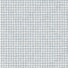 Seamless checkered repeating pattern with hand drawn grid. black plaid on white background for wrapping paper, surface design and other design projects