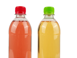 Raspberry and apple vitamin water isolated on white background. Raspberry and apple drink.