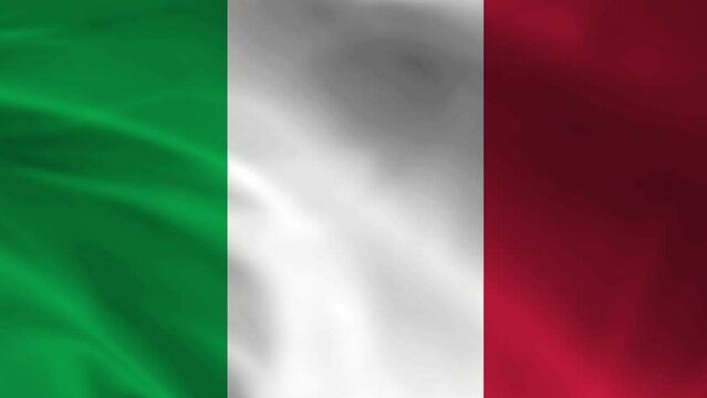 Flag of Italy blowing in the wind 4k animation video.
