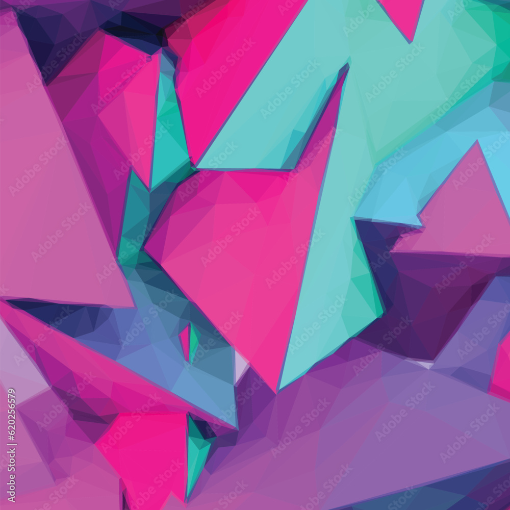 Poster abstract background with colorful blue and purple triangular shapes