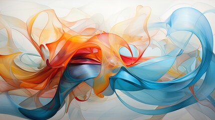 an abstract painting with bright colors and swirling lines