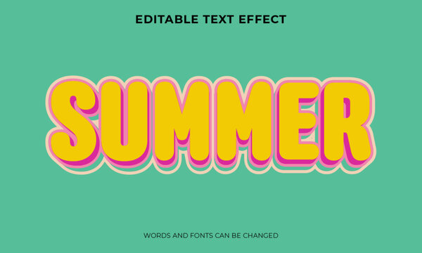 3d text effect in summer style