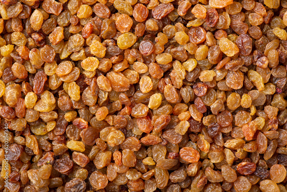 Canvas Prints Flat lay background of raisins. Tasty sweet raisins made of high-quality grape