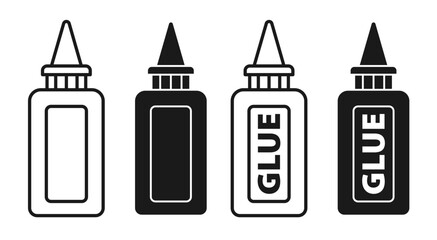 Super glue bottle thin line vector icon set in filled and outlined style. - obrazy, fototapety, plakaty