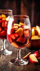 Sangria with sliced fruit, drink (Ai generated)