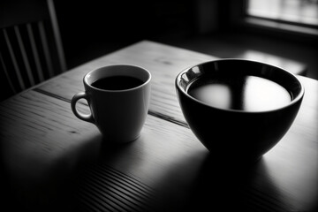 A Cup Of Coffee Sitting On Top Of A Wooden Table