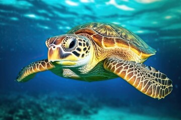 Turtle swimming in the Ocean (Ai generated)