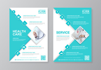 Corporate healthcare and medical cover and back page a4 flyer design template for print