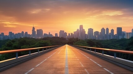 Obraz premium Traffic in the city at night, Skyline road to city, Abstract light background (Ai generated)