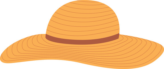 Women's summer hat vector illustration. Beach headgear on white background.
