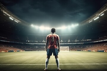 Fototapeta na wymiar Soccer, football player in stadium (Ai generated)