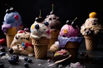 Naklejka premium Ice-cream, Summer food favorite (Ai generated)