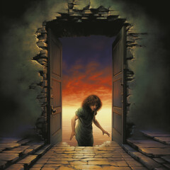 Fototapeta premium person in the doorway