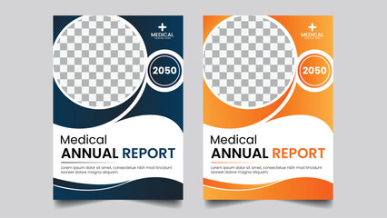 Vector medical report book cover and flyer template design